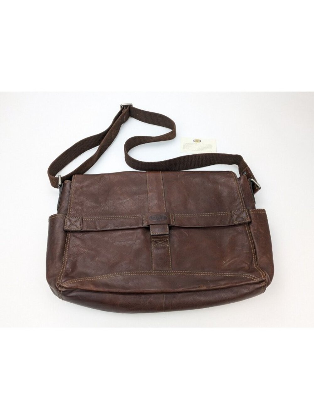 FOSSIL Brown Leather Messenger Laptop Professional Bag Crossbody Bag Large